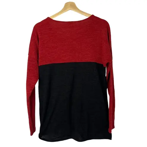 First Love Boutique Red & Black Leopard Pocket Long Sleeve Knit Top M