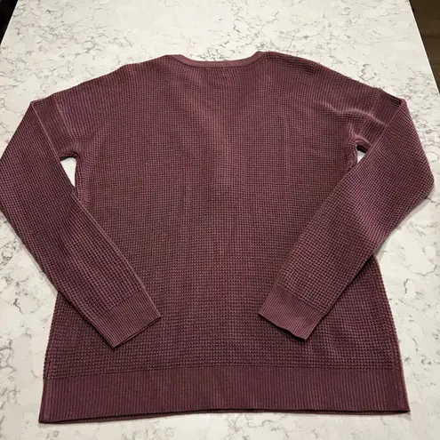 NWOT Amalli Talli Womens Tall Size Long Sleeve Button Waffle Knit Sweater Top Purple