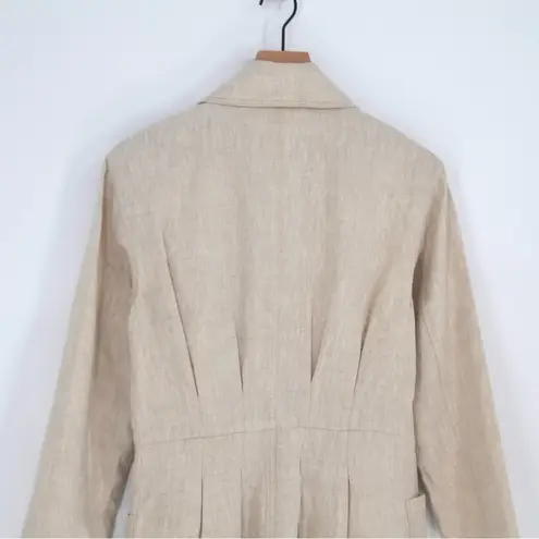 Avec Les Filles Oversized Long Linen Trench Coat Cream Tan Women's XS