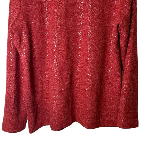 Joan Rivers Cranberry Sequined Cardigan Sweater Plus Size 22 Holiday Shimmer Red - Image 7