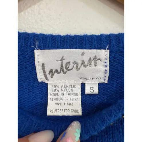 80s Blue Sequin Collar Sweater Dress size small