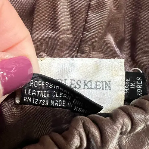 Vintage 90s Charles Klein Leather Pants S Chocolate Brown High Rise Retro Moto