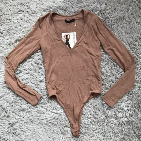 Naked Wardrobe Coco Deep V Long Sleeve Bodysuit