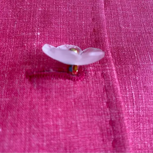 VTG Escada x Zegna Silk Linen Cropped Blazer with Flower Buttons Germany Made Pink Size 40