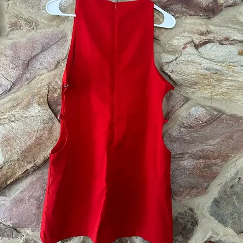 Commense Sleeveless Cutout Crew Neck Dress size L Red Size L