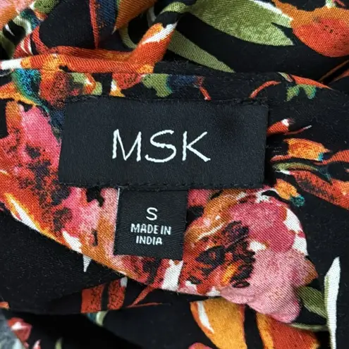 MSK Dark Floral Elastic Strap Side Slit Viscose Maxi Dress