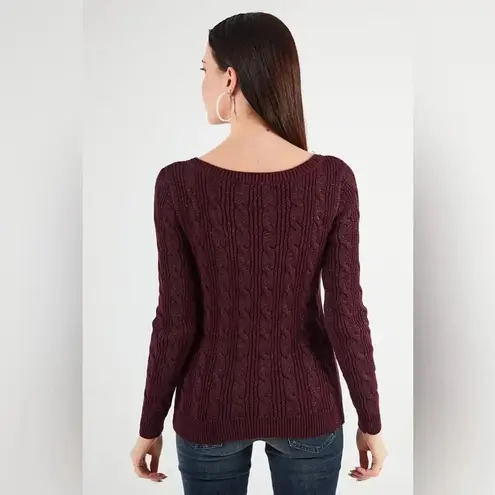 Ralph Lauren black label Women Long Sleeve Textured Sweaters large Purple