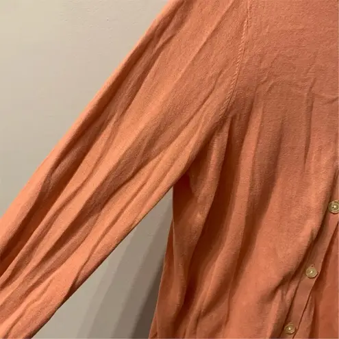 LOFT Women's Orange Crewneck Long Sleeve Cardigan Sweater Size L Size L