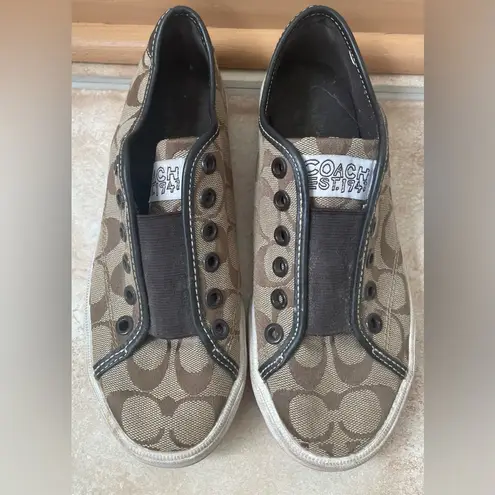 Coach  Bev Signature Logo Jacquard Slip On Sneakers Women’s Shoes US Size 6.5