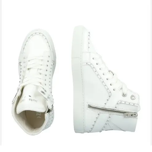 Zadig & Voltaire Leather High-Top Platform Lightning Blot Zipper Studded Sneaker