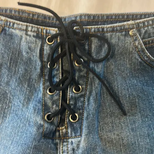 Harley Davidson 90’s Women's Lace Up Denim W/Front Pockets Shorts Sz 10