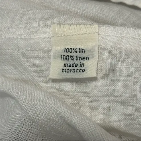 Hartford Women’s Size 4 White Silver Metallic Trimmed Split Neck Linen Dress