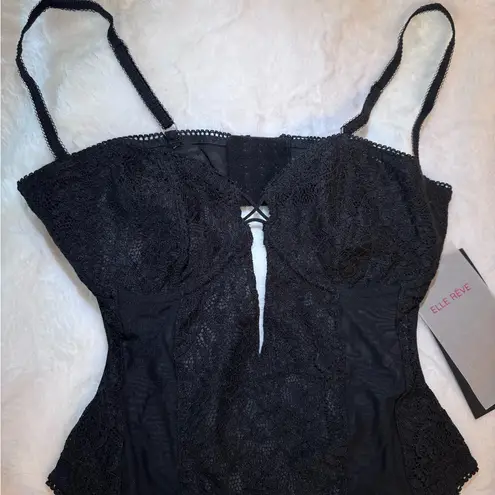 Elle Reve Passion Bodysuit Black NWT Size XXL