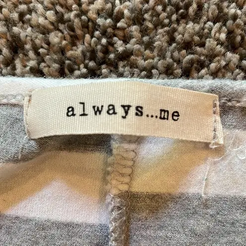 Always Me Grey & White High Low Striped Long Sleeve Top Small