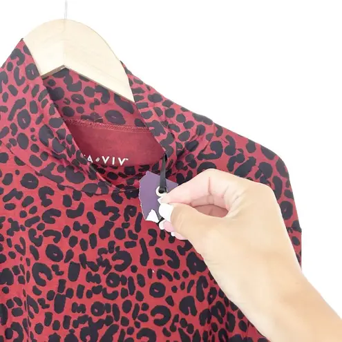 Ava & Viv  Red Leopard Mock Neck Long Sleeve Shirt Sz 2X