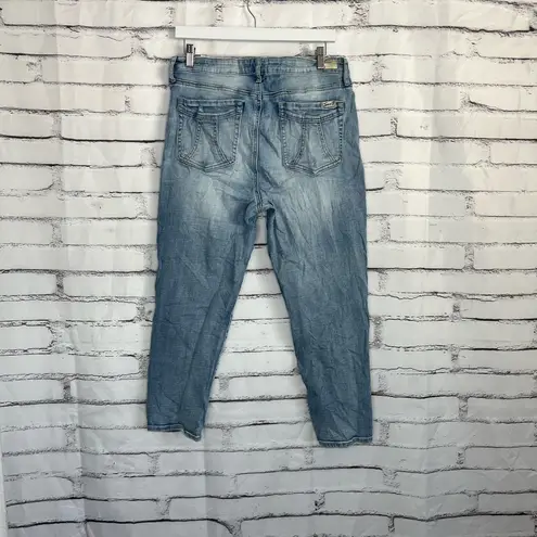 Seven7 Boyfriend Jeans Distressed Light Wash Women’s 14 Mid Rise Blue Capri Y2K