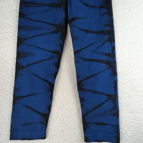 SoulCycle Skull Blue Black Tie Dye Cropped Leggings Women's Size Small Capri