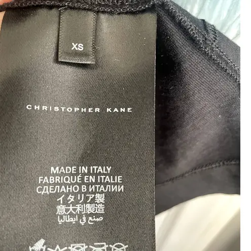 Christopher Kane NWOT Black Cotton Blue Ostrich Feather T