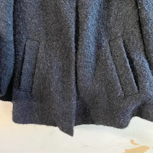 Elevenses Anthropologie Jacket Black Stand Alone Nubby Wool Puff Sleeve Sz 8 EUC