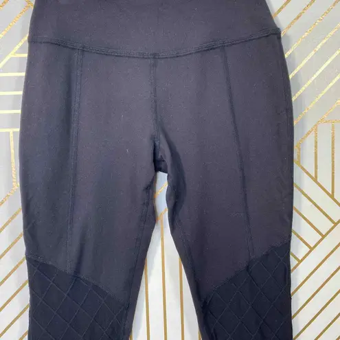 Beyond Yoga Quilted Ankle Zip Leggings in Black Stretch Nylon Soft Size Small