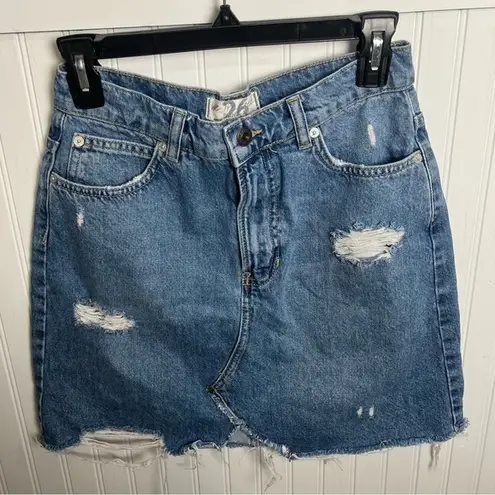 We The Free Free People  Denim Mini Skirt Size 26 Hallie Distressed BIN2