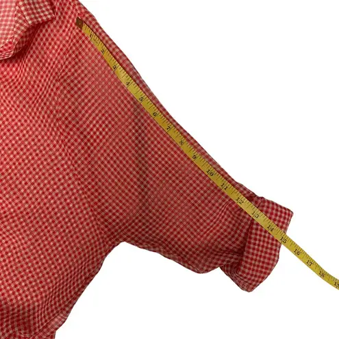 Hot & Delicious Gingham Top Wrap Red White Semi Sheer Small S NWT