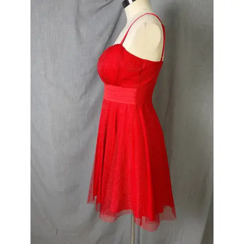 La Scala Red Glitter Sweetheart Fit & Flare Party Dress Women L Holiday Festive Size L