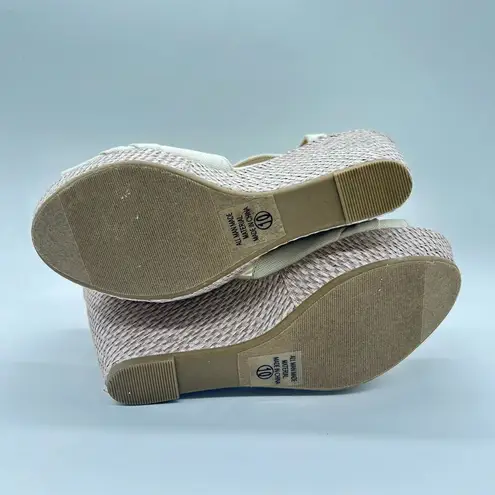 Delicious Sandal Womens 10 Cream Sue Ankle Strap Knot Espadrille Wedge Sandal