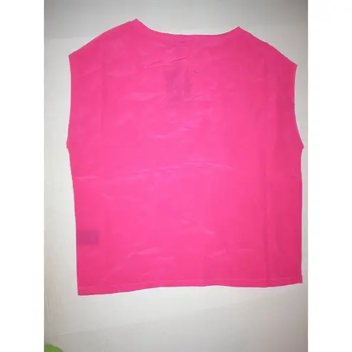 L.A.M.B. NWT New Punk Pink Short Sleeve Silk Top Blouse XS Womens Designer Bright