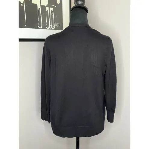 Ellen Tracy Front Button Long Sleeve Cardigan Sweater Womens Black Size Med