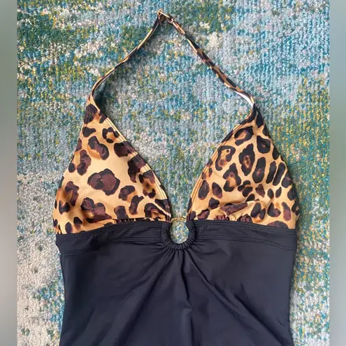 Ralph Lauren Y2K Lauren  animal print ring halter one piece swimsuit, size 12