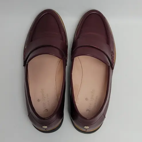 Kate Spade New York Karry Casual Loafers Round Toe Leather Wine Burgundy 6.5M Brown Size 6.5