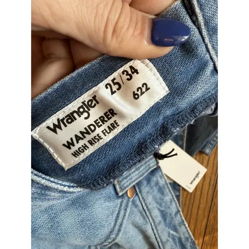 Wrangler  Jeans Womens 25x34 Light Wash Wanderer High Rise Flare Distressed 622 - Image 2