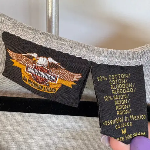 Harley Davidson Motorcycles Graphic Tank Top Summer Gray Logo Biker Medium