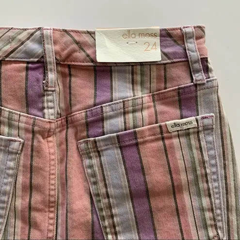 Ella Moss  | High Waist Denim Mini Skirt Rainbow Stripe Juniors 24