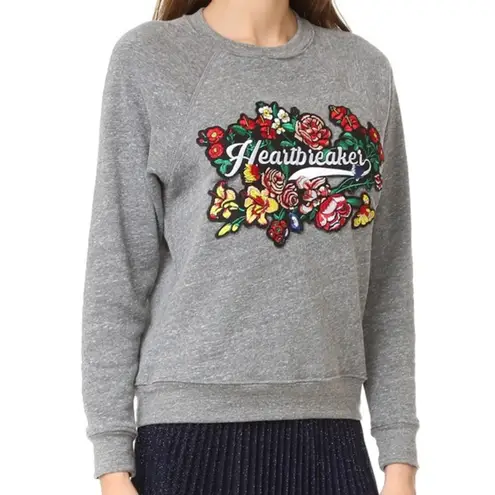 Rebecca Minkoff  heartbreakers gray‎ floral embroidered sweatshirt casual