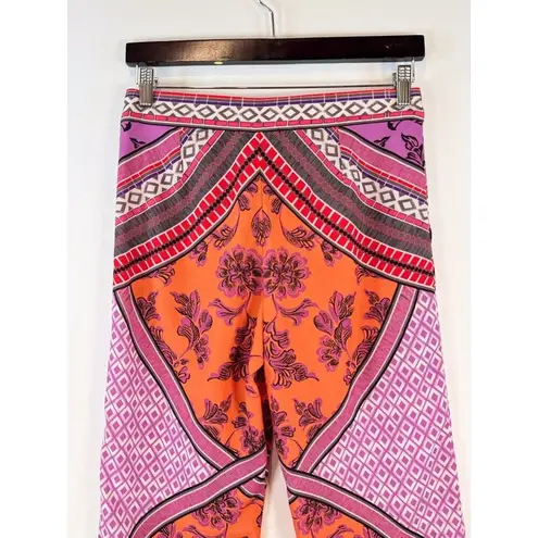 Hale Bob Womens Pants Purple Floral Aztec Straight Pull On Lounge Boho Size XS