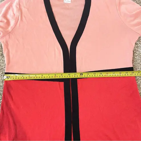 Misook Exclusively Open Front Color Block Cardigan Red/Peach Size Small - Image 7