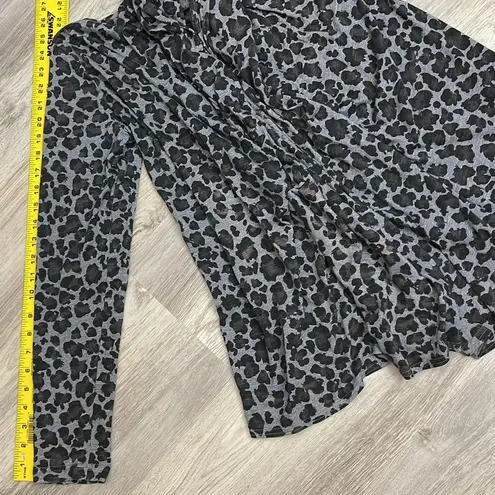Allen Allen Gray, Black & Purple Leopard Print Open Front Cardigan Size Medium