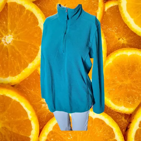 L.L. Bean Women's Turquoise Fleece Quarter Zip Pullover Sweatshirts Size M Green Size M