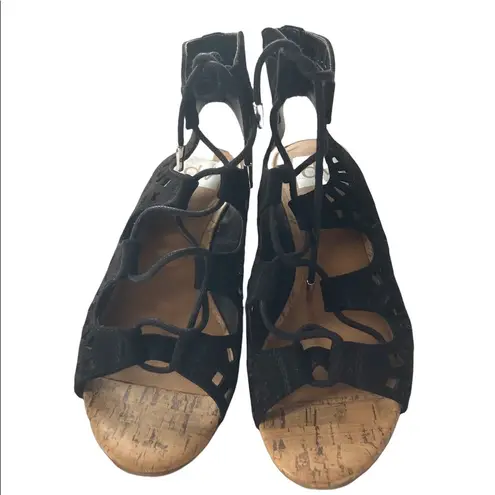 DOLCE VIDA| MARYBETH LASER CUT CORK BLACK WEDGES sz 7