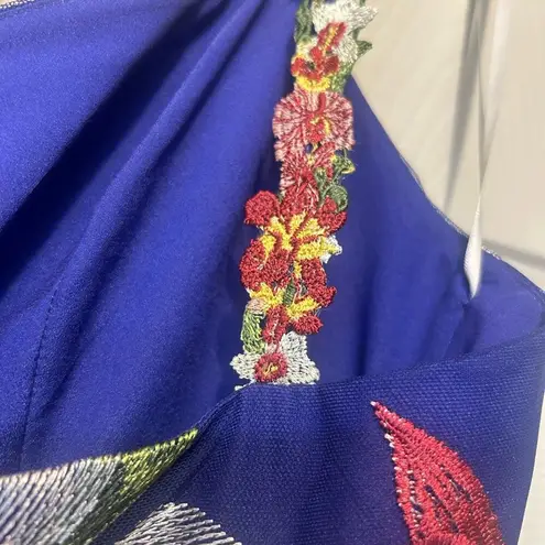 Marchesa Notte Asymmetric Floral Embroidered Gown Dress Hi