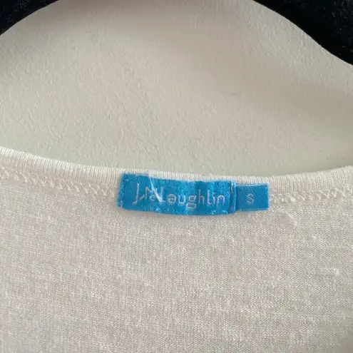 J. McLaughlin White Linen Short Sleeve T-Shirt Size Small