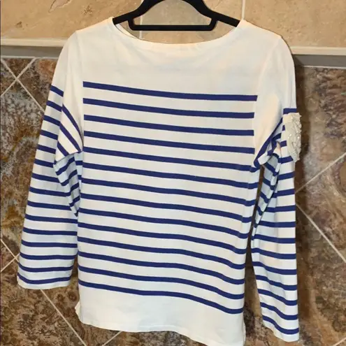 Purple Label Ralph Lauren Collection Striped Boatneck Mariner Sweater Medium Blue