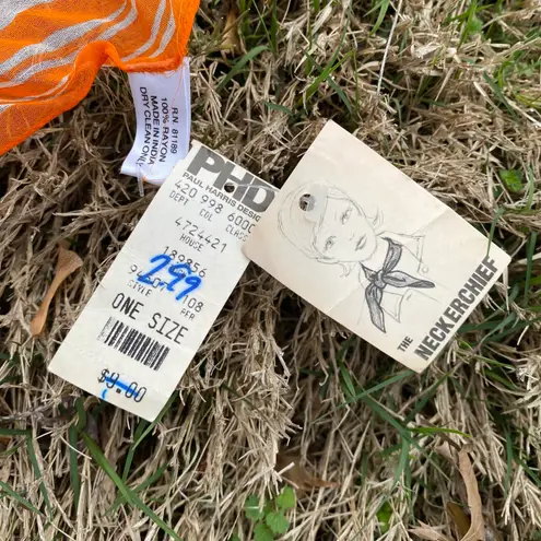 Vintage Deadstock 80s Beach Summer Print Neckerchief Scarf Orange