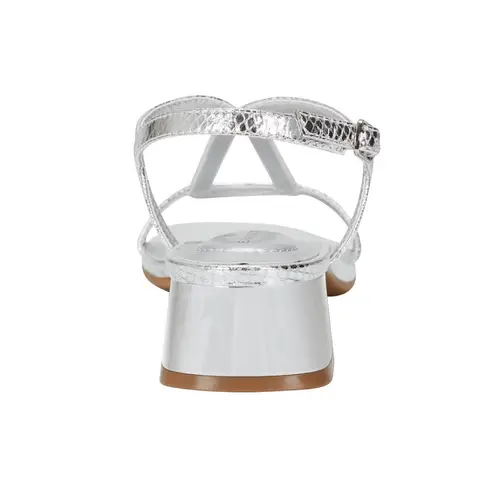 Bandolino Primadon Block Heel Strappy Dress Sandals- Silver Snake -Size 8.5