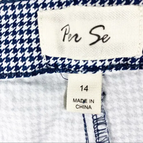 Per Se Navy and White Checkered Gingham Plaid High Rise Ankle Jeans, Size 14