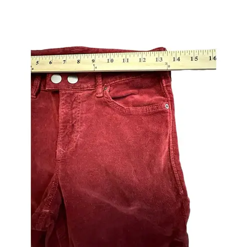 Dear John  Velvet Jeans Women Sz 27 Giselle High Waist Skinny Pants Dark Red #N11