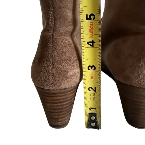 Dr. Scholls Dr. Scholl’s Dakota Taupe Brown Suede Ankle Booties with Wedge Heel Lace-Up