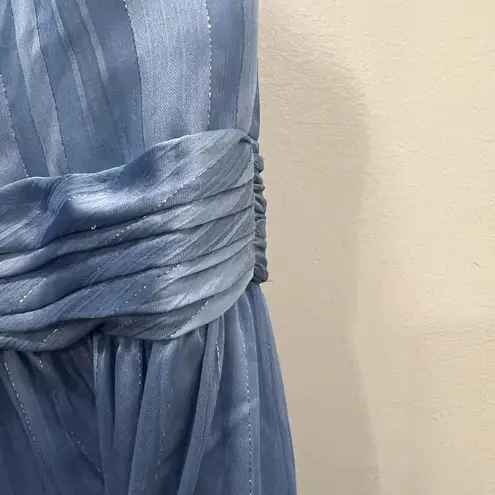 Mac Duggal NWT Slate Blue Tie Neck Tiered Halter Gown Size 8 US $398